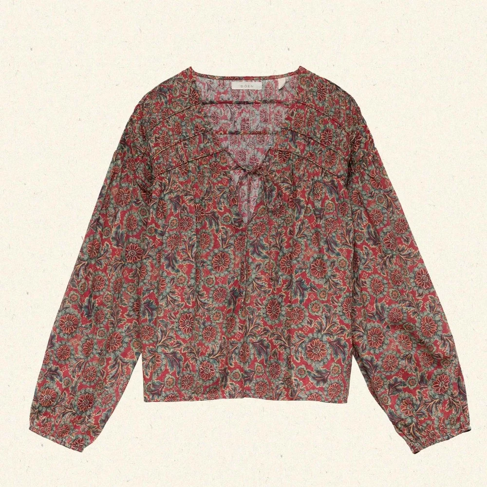 Doen The Renelle Top in L'Orange Soleil Fleurit - Picture 7 of 9